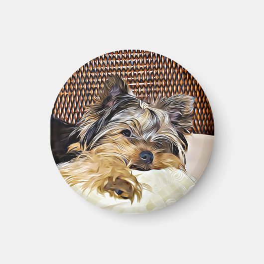 Niedlich Teacup Yorkie Yorkshire Terrier Digital A Magnet (Vorne)