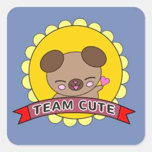 Niedlich Team Girl Boy Childrens Quadratischer Aufkleber