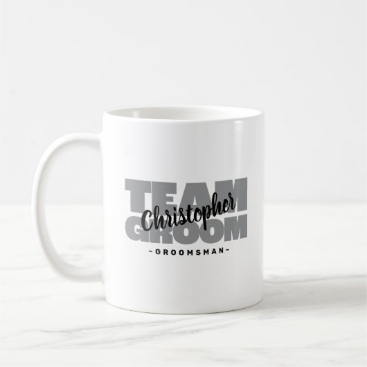 Niedlich Team Groom Trauzeuge Name Wedding Black G Kaffeetasse (Links)