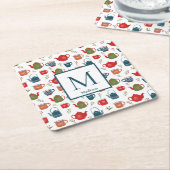 Niedlich Teapos Tasse Berries Monogram Christmas S Rechteckiger Pappuntersetzer (angewinkelt)