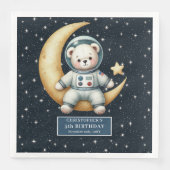 Niedlich Teddy Astronaut Boy Birthday Party Napkin Serviette (Vorderseite)
