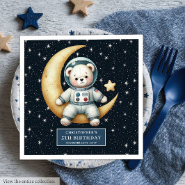 Niedlich Teddy Astronaut Boy Birthday Party Napkin Serviette