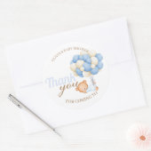 Niedlich Teddy Balloons Baby Boy Dusche Vielen Dan Runder Aufkleber (Umschlag)