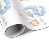 Niedlich Teddy Balloons Babydusche Geschenkpapier (Rolleneckpunkt)