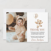 Niedlich Teddy Bar Balloon Beary Birthday Foto Dankeskarte (Vorderseite)
