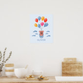 Niedlich Teddy Bär Blue Balloons Boy Name Poster (Küche)