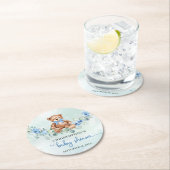 Niedlich Teddy Bär dusty blue floses eucalyptus Runder Pappuntersetzer (Vor Ort)