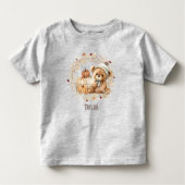 Niedlich Teddy Bar Fall Pumpkins Name Kleinkind T-shirt (Vorderseite)