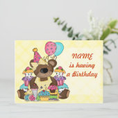 Niedlich Teddy Bär Geburtstagspartei Einladung (Stehend Vorderseite)
