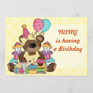 Niedlich Teddy Bär Geburtstagspartei Einladung