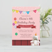 Niedlich Teddy Bär Girl Geburtstagsparty Einladung (Stehend Vorderseite)