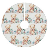 Niedlich Teddy Bär Muster Weihnachten Polyester Weihnachtsbaumdecke (Vorderseite)