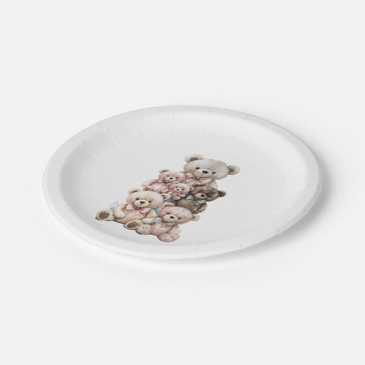 Niedlich Teddy Bar Stack Pastell Pappteller (Schrägansicht)