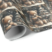Niedlich Teddy Bär WeihnachtsDrop Klein gepolstert Geschenkpapier (Rolleneckpunkt)