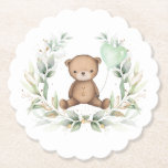 Niedlich Teddy Bären Greenerity Wreath Sage Ballon Untersetzer<br><div class="desc">Dieses elegante Design besticht durch einen niedlichen Teddybär,  der einen schlängelgrünen,  herzförmigen Ballon mit einem wunderschönen Kranz in Aquarellfarbe gerahmt hält</div>