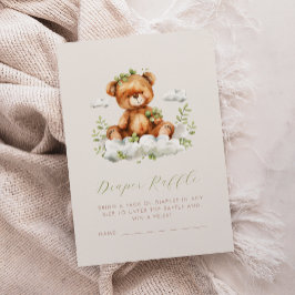 Niedlich Teddy Bären Greenery Diaper Raffle Begleitkarte