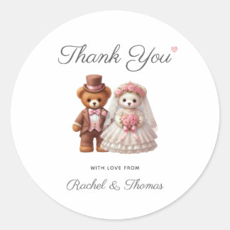 Niedlich Teddy Bären Jahrestag Hochzeit Danke Runder Aufkleber