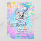 Niedlich Teddy Bärenstars Wolken Gefärbte Krawatte Einladung (Vorne/Hinten)