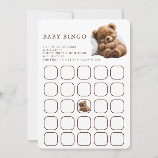 Niedlich Teddy Bear Baby Bingo Game Einladung (Vorderseite)