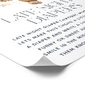 Niedlich Teddy Bear Baby Dusche 'Late Night Diaper Poster (Ecke)