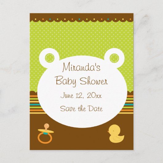 Niedlich Teddy Bear Baby Dusche Postkarte (Vorderseite)