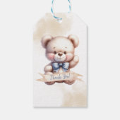 Niedlich Teddy Bear Baby Dusche Wasserfarbe Geschenkanhänger (Rückseite)