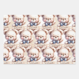 Niedlich Teddy Bear Baby Dusche Wasserfarbe Geschenkpapier Set