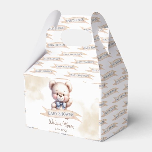 Niedlich Teddy Bear Baby Dusche Wasserfarbe Geschenkschachtel (Vorderseite)