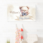 Niedlich Teddy Bear Baby Dusche Wasserfarbe Rustik Banner (Insitu)