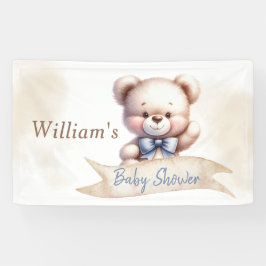 Niedlich Teddy Bear Baby Dusche Wasserfarbe Rustik Banner