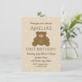 Niedlich Teddy Bear Baby Einladung zum ersten Gebu (Stehend Vorderseite)