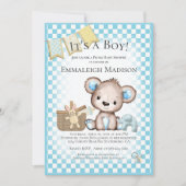 Niedlich Teddy Bear Baby Picnic Blue Baby Dusche Einladung (Vorderseite)