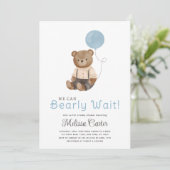 Niedlich Teddy Bear Baby Shower Boy Party Einladun Einladung (Stehend Vorderseite)