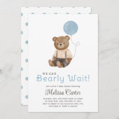 Niedlich Teddy Bear Baby Shower Boy Party Einladun Einladung (Vorne/Hinten)