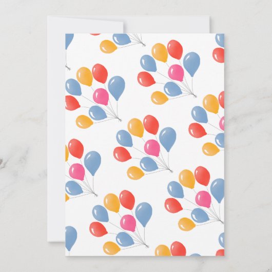 Niedlich Teddy Bear Balloons Baby Boy Baby Dusche Einladung (Rückseite)