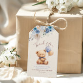 Niedlich Teddy Bear Balloons Boho Blue Rose Floral Geschenkanhänger