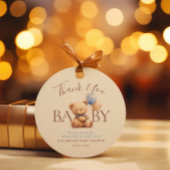 Niedlich Teddy Bear Balloons Boho Blue Rose Floral Geschenkanhänger