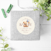 Niedlich Teddy Bear Balloons Boho Blue Rose Floral Runder Aufkleber