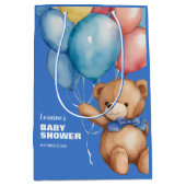Niedlich Teddy Bear Blue Baby Dusche Mittlere Geschenktüte (Vorderseite)