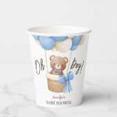 Niedlich Teddy Bear Blue Balloon Babydusche Pappbecher (Rückseite)