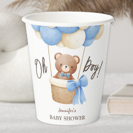 Niedlich Teddy Bear Blue Balloon Babydusche Pappbecher