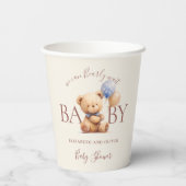 Niedlich Teddy Bear Blue Balloon Babydusche Pappbecher (Rückseite)