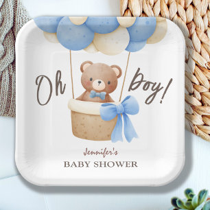 Niedlich Teddy Bear Blue Balloon Babydusche Pappteller