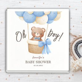 Niedlich Teddy Bear Blue Balloon | Boy Baby Dusche Serviette