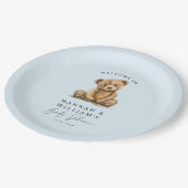 Niedlich Teddy Bear Blue Boy Baby Dusche Pappteller (Schrägansicht)