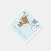 Niedlich Teddy Bear Blue Clothesline Baby Dusche Serviette (Ecke)