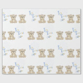 Niedlich Teddy Bear Blue es ist Twins Baby Shower Geschenkpapier (Flach)