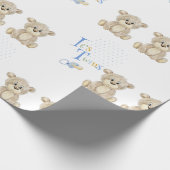 Niedlich Teddy Bear Blue es ist Twins Baby Shower Geschenkpapier (Ecke)