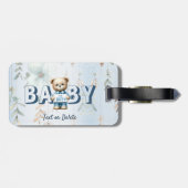 Niedlich Teddy Bear Blue Floral Beautiful Gepäckanhänger (Rückseite horizontal)
