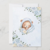 Niedlich Teddy Bear Blue Floral Bundle Boy Baby Du Dankeskarte (Rückseite)